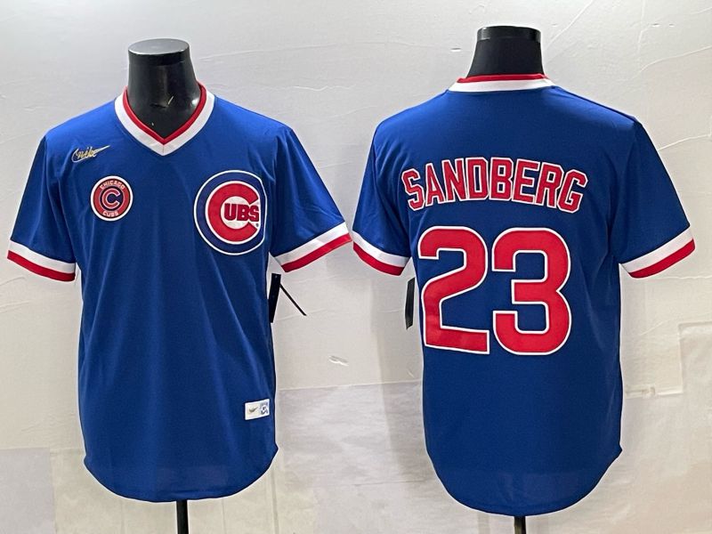 Men 2025 Chicago Cubs #23 Sandberg Blue Throwback Nike 2025 MLB Jersey 021->chicago cubs->MLB Jersey
